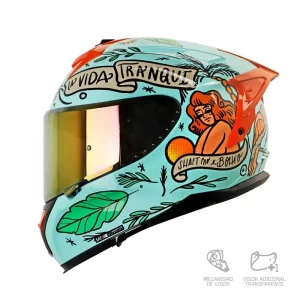CASCO INTEGRAL SHAFT PRO 610 DV BUENA VIDA VERDE CLARO/VERDE VISOR IRIDIUM ROJO HUMO CLARO M