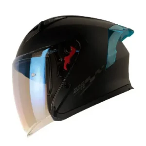 CASCO ABIERTO SHAFT 226 GT SOLID NEGRO MATE N7 VISOR IRIDIUM AZUL S