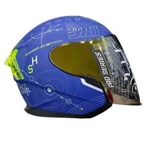 CASCO ABIERTO SHAFT PRO 240DV ARE WE ALONE AZUL OSCURO AMARILLO NEON L
