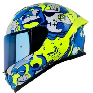 CASCO INTEGRAL SHAFT 559 DIMON AZUL AMARILLO NEON BRILLO VISOR IRIDIUM AZUL S