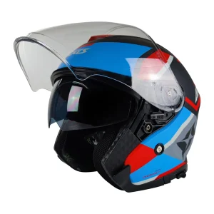 Casco Axxis  Jet Mirage SV Damasko Azul Rojo Mate
